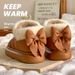 2025 Winter New Women's High-top Thick-soled Bowknot Shoes Snow Boots Fleece-lined Warm Breathable Cotton Slippers_vogvips.com