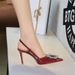 312-K118 European And American Style Fashion Rhinestone Hollow Stiletto High Heels Women Patent Leather Shiny Back Strap_vogvips.com