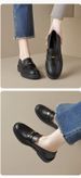 Black Small Leather Shoes Women's Retro College Style Platform Loafers One-pedal Single Shoes Women_vogvips.com