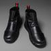 European Warm Series Autumn Winter Martin Men Black High-top Boots Fleece-lined Warm British Style Leather Youth Men's Shoes Trendy Brand_vogvips.com
