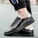 Men's Round Head Two-layer Cowhide Casual Men's Board Shoes Front Lace-up Flat Heel Board Shoes Men's Shoes Rubber Non-slip Sole_vogvips.com