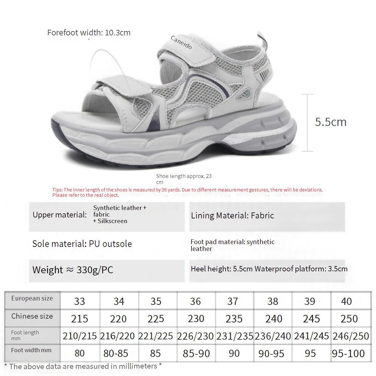 Cameido Grey Round-Toed Thick-Soled Sandals For Women's Daily Commuting_vogvips.com