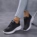 Women's Leather Sports All Black Casual Fitness Lightweight Work Running Shoes, Women's Waterproof And Dirt Resistant 55F_vogvips.com