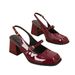 Patent leather Mary Jane bun back empty sandals for women_vogvips.com
