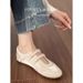 Cowhide Edition~Velcro Casual Sports Shoes For Women, Versatile Ballet Style, Mary Jane Genuine Leather, Red Flat Single_vogvips.com