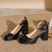 Women's Shoes French Mary Jane Shoes Classic Mary Jane Pumps For Women – Chunky Heel Platform Shoes In Glossy Patent Leather, Sizes 34-40_vogvips.com
