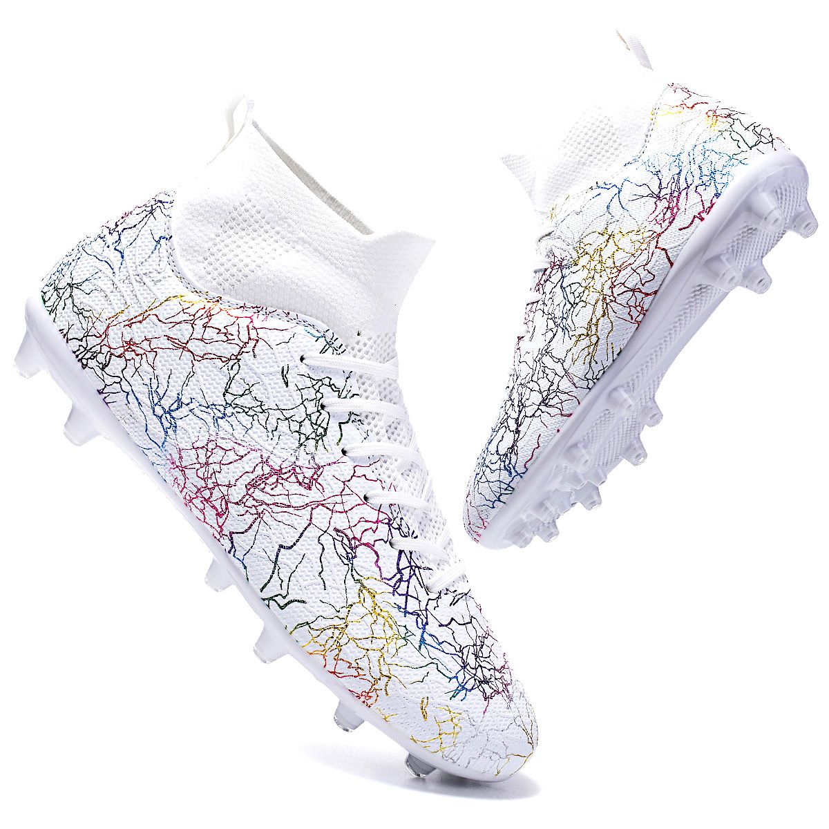 New football shoes High top camouflage broken nails children's professional training shoes_vogvips.com