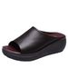 Cross-border Large-size Peep-toe Wedge Sandals, New Summer Style, Rubber Thick-soled Leather Casual Women's Shoes,_vogvips.com