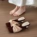 Retro French-style Woven Chunky Heel Wedge Sandals Women, 2026 New Summer Model, Suitable For Wearing With Skirts_vogvips.com