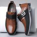 Fashionable Casual Velcro Embroidered Men's Leather Shoes Large Size Trendy_vogvips.com