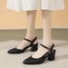 Simple Closed-Toe 2023 Spring Summer New One-Strap Fairy Style Pointed Toe Sandals Chunky Heel Fashion Women's Shoes_vogvips.com