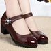 Spring Autumn New Small Leather Round Head, Soft Bottom, Shallow Mouth, Middle Aged Mom's With One Button And Thick_vogvips.com
