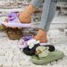 Romantic Phalaenopsis Flower Women Popular Slippers Beach Party Vacation Sweet Versatile Comfort Soft Flat Thick Sole Slippers_vogvips.com
