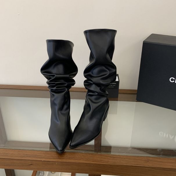 Chunky-Heeled French Pointed-Toe Over-The-Knee Women's Boots, 2026 New High-Tube Stacked Boots_vogvips.com