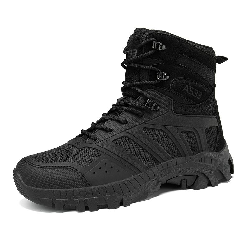 High-top Men Outdoor Anti-slip Thick-soled Shock-absorbing Breathable Combat Boots Men Comfortable Casual Ankle Boots Men_vogvips.com