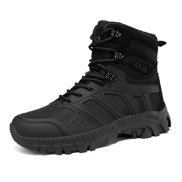 High-top Men Outdoor Anti-slip Thick-soled Shock-absorbing Breathable Combat Boots Men Comfortable Casual Ankle Boots Men_vogvips.com