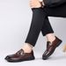 New Fashion Men's British Black Business Casual Loafer Shoes Daily Driving Office Leather Shoes One Foot Pedal Lazy Brown Banquet Dress Wedding Men's_vogvips.com
