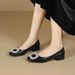 Cameido Leather Soft - Sole And Upper Women's Dressy Rhinestone - Buckle Low - Heel Commuting Shoes Spring_vogvips.com