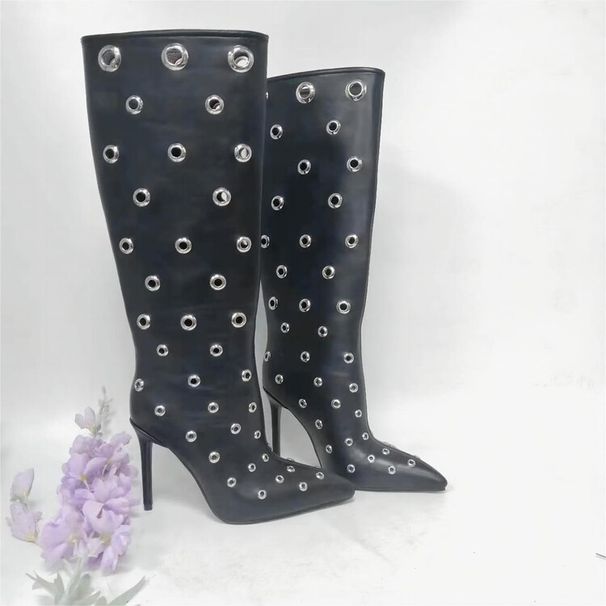 Women's High Top Breathable Sandals with Stiletto Heels Versatile Style Big Eye Design Over-the-Ankle Rubber Sole Cowboy Boots_vogvips.com