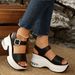 Women's Summer Wedge Sandals, Sports Sandals, Plus Size, Thick Sole, New Style, Platform Rhinestone Roman Sandals, Size 43_vogvips.com