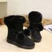 Snow With Fleece Lining 2025 Winter New Style Furry Ball Mid-Calf Lace-Up Student Women's Boots_vogvips.com