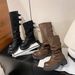 Distressed Leather Knee-High Stacked Boots For Women - Chunky Platform Cowboy Boots With Wrinkle Design - Retro Riding Boots In Black & Brown_vogvips.com