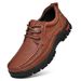 Top Grain Crazy Cow Camel Genuine Casual Comfortable Leather Shoes Men's Loafers_vogvips.com