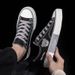 Bear cartoon canvas shoes low top teenage student men's shoes 2024 new trend everything soft sole breathable board shoes_vogvips.com