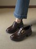 Leather Loafers Women's Velvet Thick Heel Platform Small Leather Shoes Single Shoes_vogvips.com