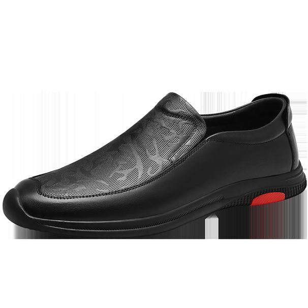Embossed Top Layer Casual Leather Shoes, Overalls, Rubber Non-slip Soles, Men's Casual Leather Shoes_vogvips.com