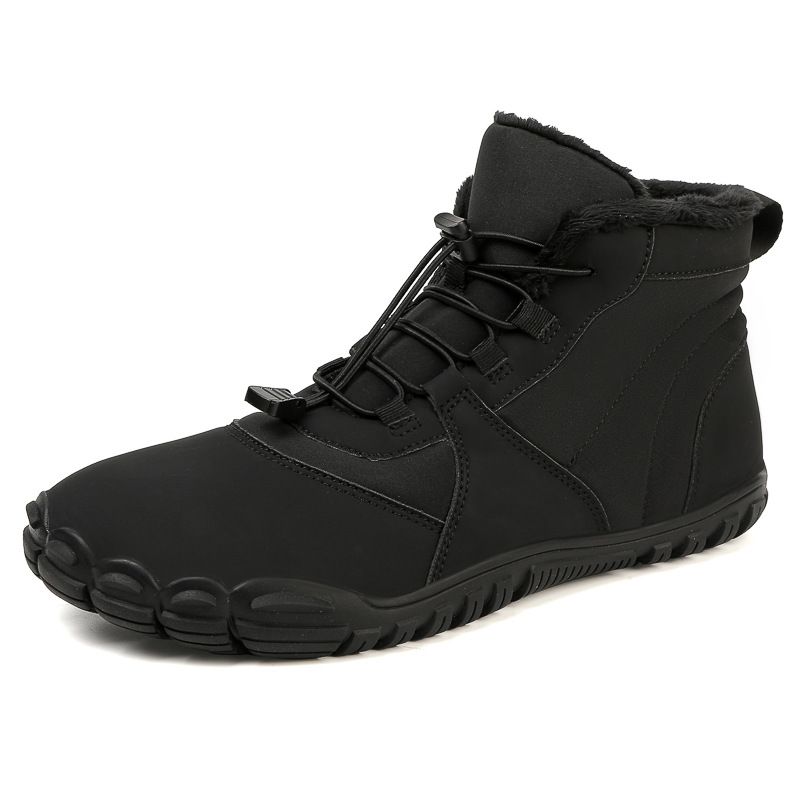 Five-finger Cotton Shoes Outdoor Snow Boots Men's And Women's Velvet Warm Boots Wear-resistant Non-slip Thickened Couple Shoes_vogvips.com