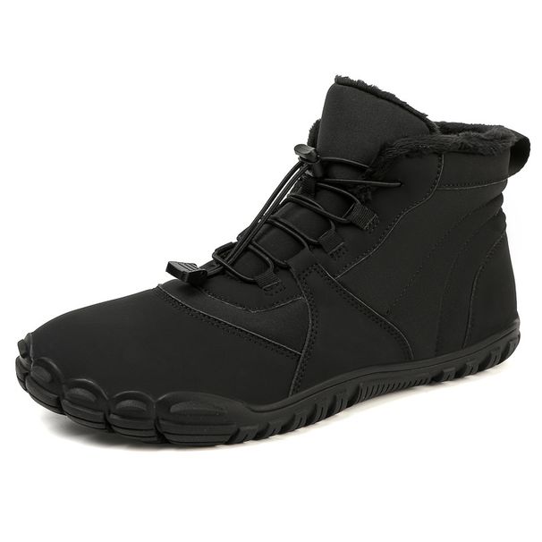 Five-finger Cotton Shoes Outdoor Snow Boots Men's And Women's Velvet Warm Boots Wear-resistant Non-slip Thickened Couple Shoes_vogvips.com