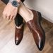 Euro Step Large Size Brogue Pointed Business Formal Casual British Style Men's Leather Shoes_vogvips.com