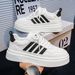 Men's Casual White Sneakers - Breathable Low-Top Lace-Up Shoes With Thick Sole For Everyday Comfort & Style_vogvips.com