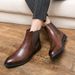 New Fashion Chelsea Boots Men's Brown Retro High-top Men's Boots European And American Fashion Boots British Gentleman Leather Boots_vogvips.com