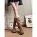 2025 New Summer Thin Style Paired With Skirt Boots, Children's Thick Soled Long Boots, Brown Stacked High Boots, Maillard Boots_vogvips.com