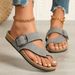 Large-sized Flat-bottomed Buckle-toe Flip-flops For Women With Belt Buckles Worn Over Beach Sandals_vogvips.com