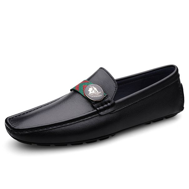 Doudou Men's Shoes Style Men's Casual Leather Shoes Lazy Driving Soft Sole_vogvips.com