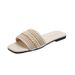 Slippers Oversized Flat Bottomed Slippers For Women's New Fashionable Square Headed Pearl Casual Beach Sandals_vogvips.com