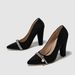 Chic Black Stiletto Pumps With Rhinestone Straps – Trendy Chunky Heel Pointed-Toe Dress Shoes For Women_vogvips.com