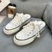 New Women Summer Thick-Soled Slippers Canvas Slip-On Mules Lady Backless Sneakers Adult Casual Fabric Shoes_vogvips.com