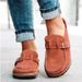 Cross-Border New Sandals Round Toe Low Heel Casual Half Slippers Solid Color Size 43 Retro Women's Shoes_vogvips.com