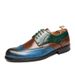 Euro Step 2025 Spring New Brogue Color Block Large Size Men's Fashion Trend Ethnic Style Formal Leather Shoes_vogvips.com