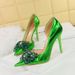 High Heels Light Luxury Women's Shoes Shallow Mouth Pointed Side Hollow Rhinestone Bow Single Shoes_vogvips.com