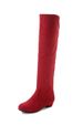 New Long Round Toe High Tube Two-Way Elastic Flat Suede Plus Size Women's Boots_vogvips.com
