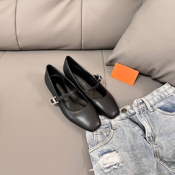 H Family 2025 New Fashion Korean Style Simple Versatile Satin One-strap Mary Jane Flat Shoes Comfortable Women_vogvips.com