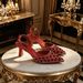 Crystal Evening Shoes & Bag Set - Pointy-Toe Glitter Sandals With French Style Clutch (Formal Event Collection)_vogvips.com