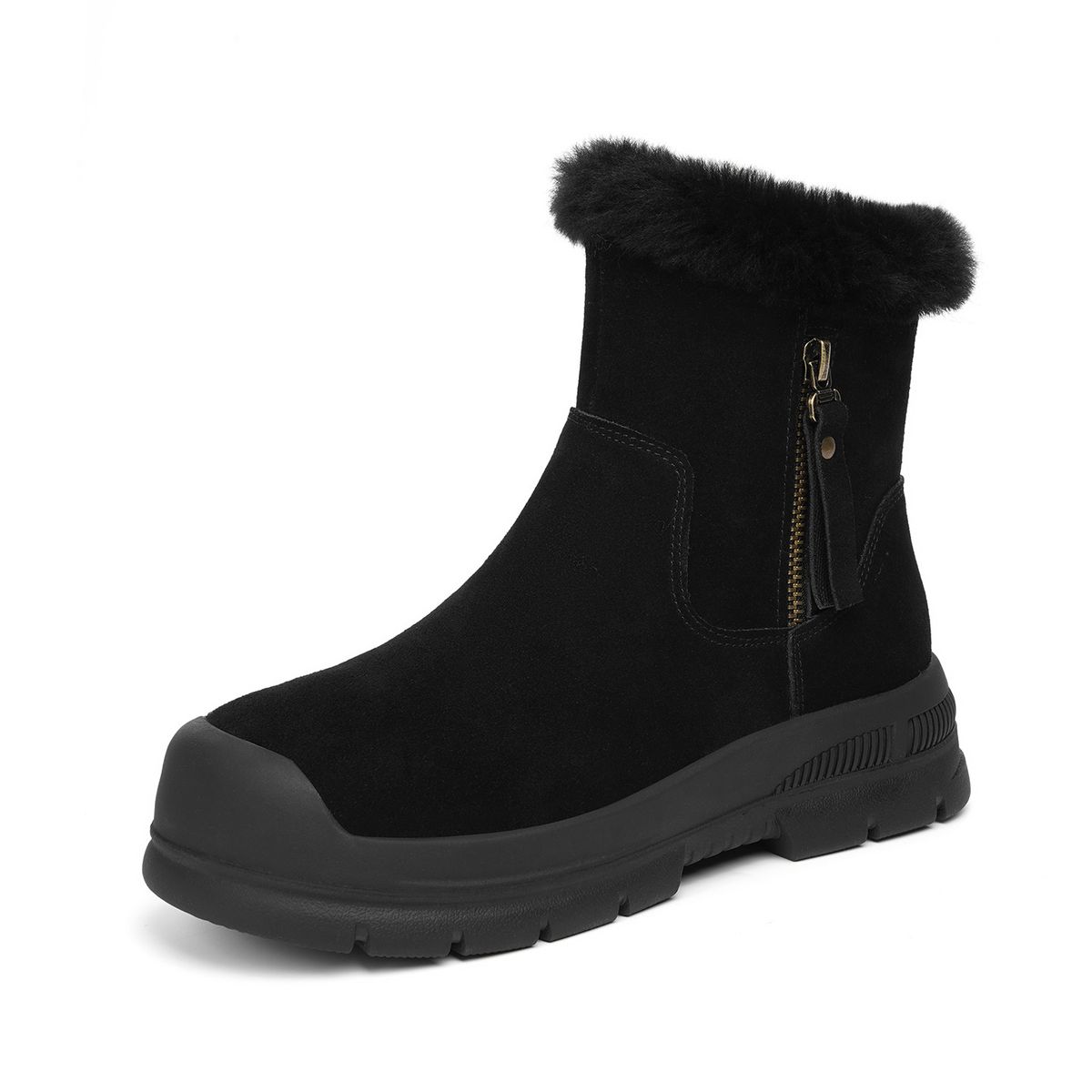 Snow Boots For Women, Winter Women's Shoes With Thick Wool And Sheep Fur, Integrated Women's Boots, Soft Leather Short Boots_vogvips.com