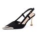 French Style Metal High Heels For Women, Thin Heel Summer Pointed Toe Large Size Women's Shoes, Nude Sexy Backless_vogvips.com