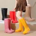 Thick Rain Boots For Women, High Tube Rain Boots, Long Tube Waterproof Shoes With Fleece And Anti Slip, Fashionable Rubber Shoes, Source Factory_vogvips.com